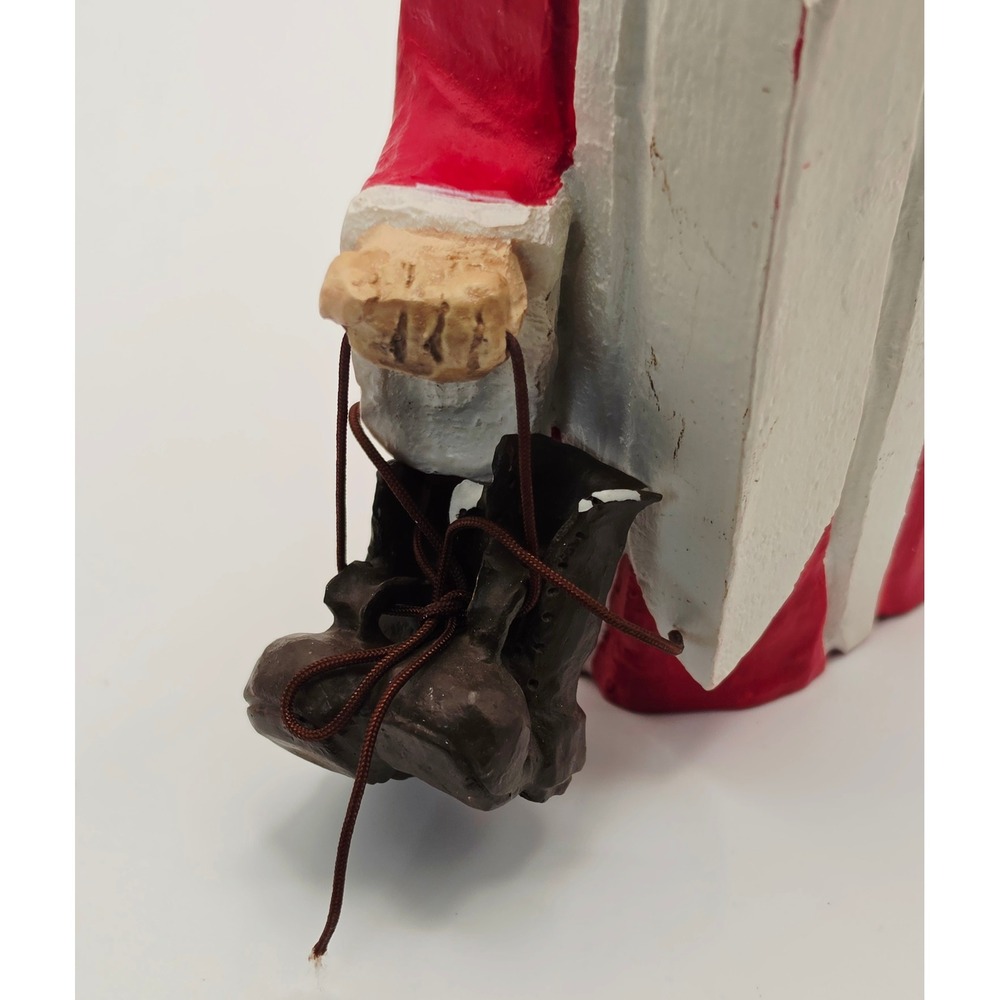 Department 56 Hand Painted Santa Claus Figurine Folk Art Style Holding Boots - Picture 5 of 11